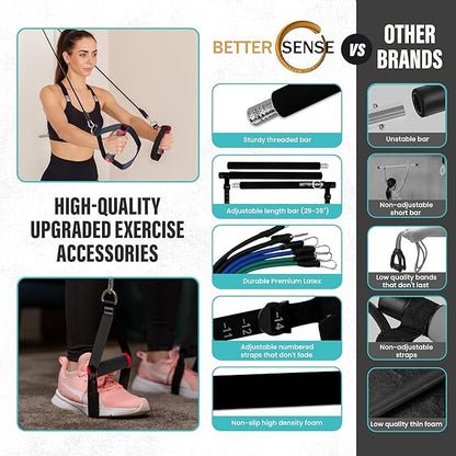 Upgraded Pilates Bar Kit ??39??Adjustable Exercise Equipment for Men, Women with 6X 20, 30, 40 lbs Resistance Bands with Adjustment Buckle ??Pilates Equipment for Home Workouts for All Fitness Levels