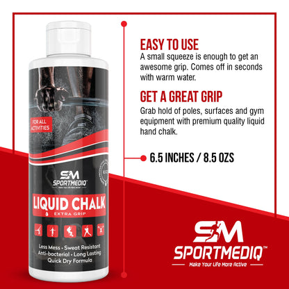 SPORTMEDIQ Pro Grade Liquid Chalk – Mess Free Professional Hand Grip for Gym, Weightlifting, Rock