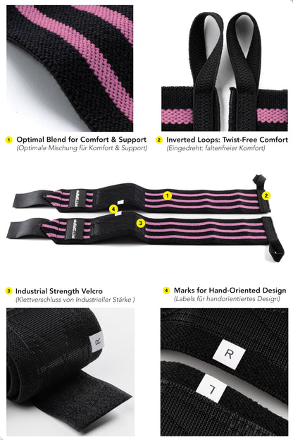 Fitgriff® Wrist Wraps for Weightlifting (18") Heavy-Duty Support for Gym, Bench Press, and Pushups