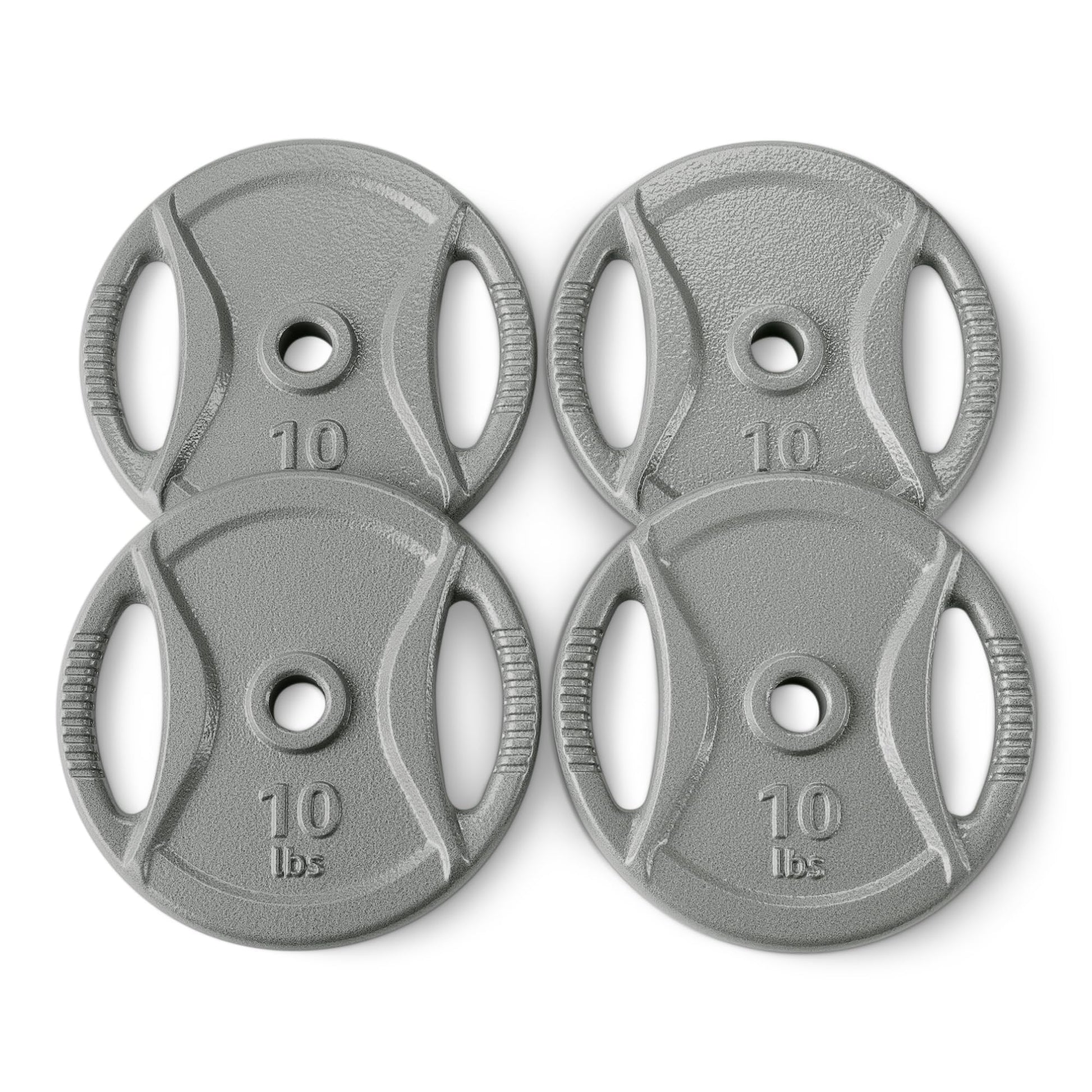 Amazon Basics 1-Inch Grip Weight Plates, 10 lb, Strength Training, Home Gym, 4 Pack