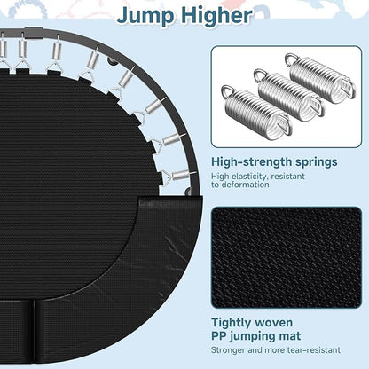 36"x56" Indoor Trampoline for Kids, Foldable Trampoline with Adjustable Handle, Double Trampoline for Boy and Girl, Kids Small Trampoline