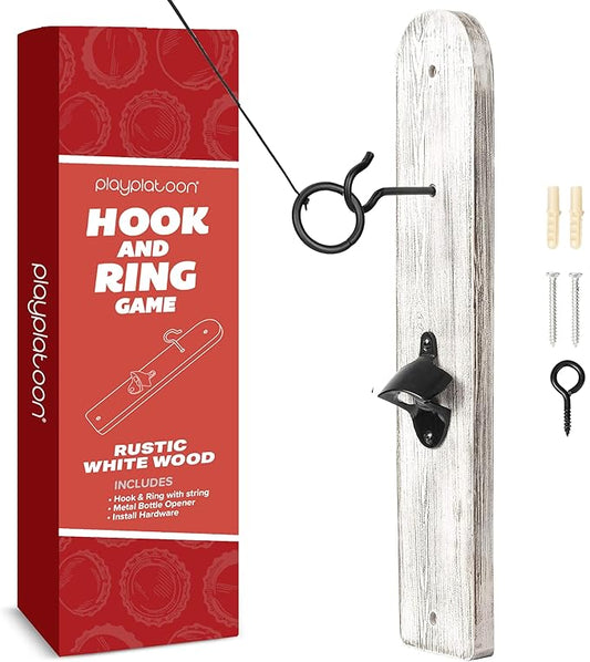 Play Platoon Hook and Ring Toss Bar Game for Adults - Wood Toss Ring Game for Adults - Perfect