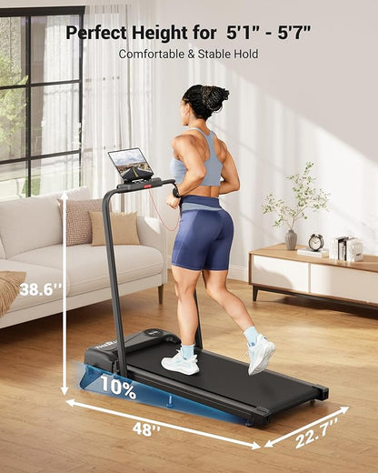 THERUN Walking Pad, 2 in 1 Foldable Treadmills for Home, 2.5HP Under Desk with Handle Bar, 16" Widened Running Belt, with Remote Control