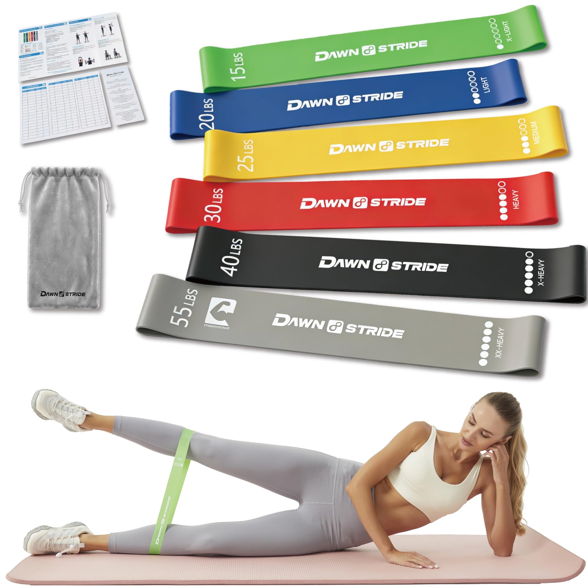 Dawnstride 6-Level Resistance Loop Bands Up to 55LBS for PT & Strength