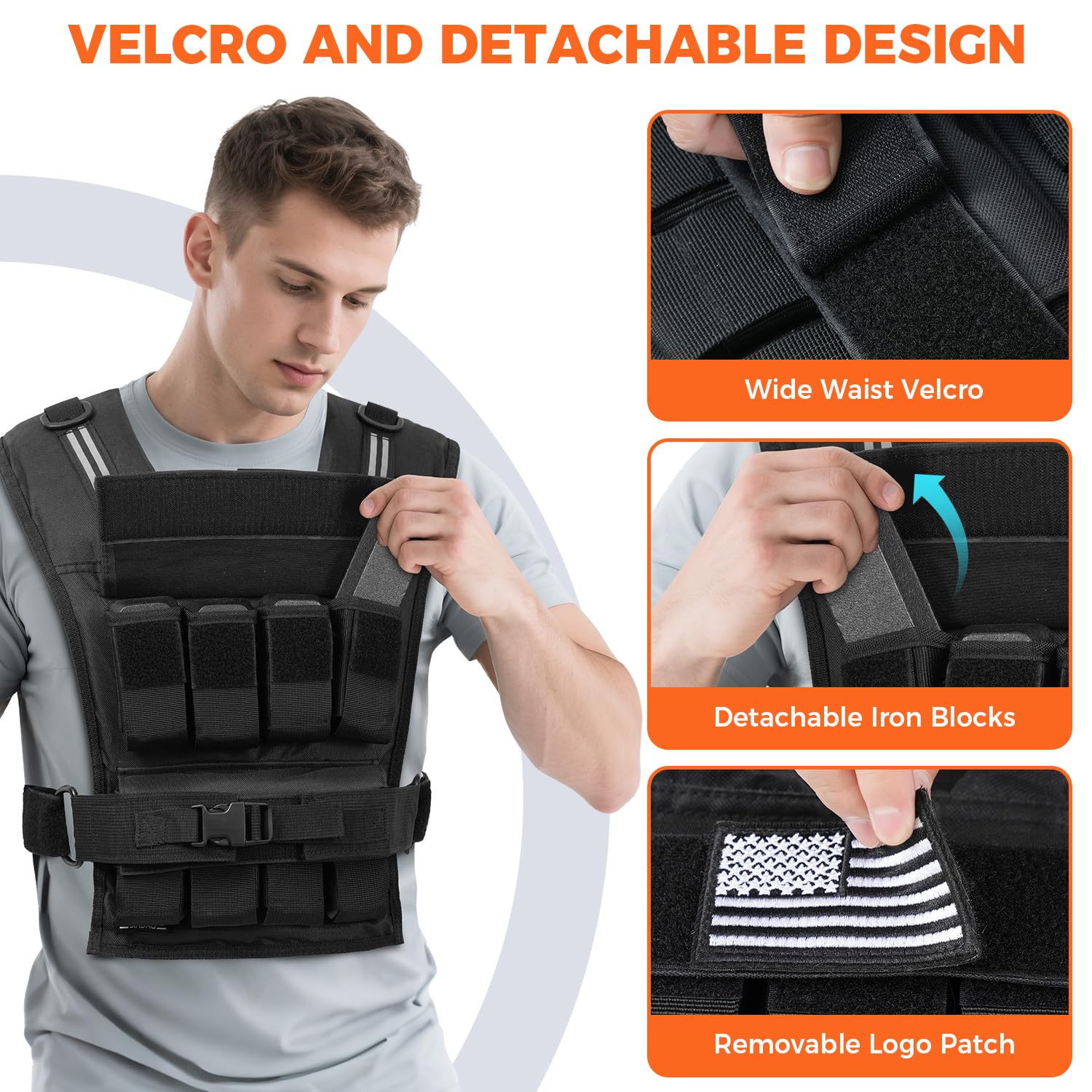 BAGAIL Weighted Vest Men, 20lbs/30lbs/40lbs Adjustable Weighted Vest for Woman with Removable Iron