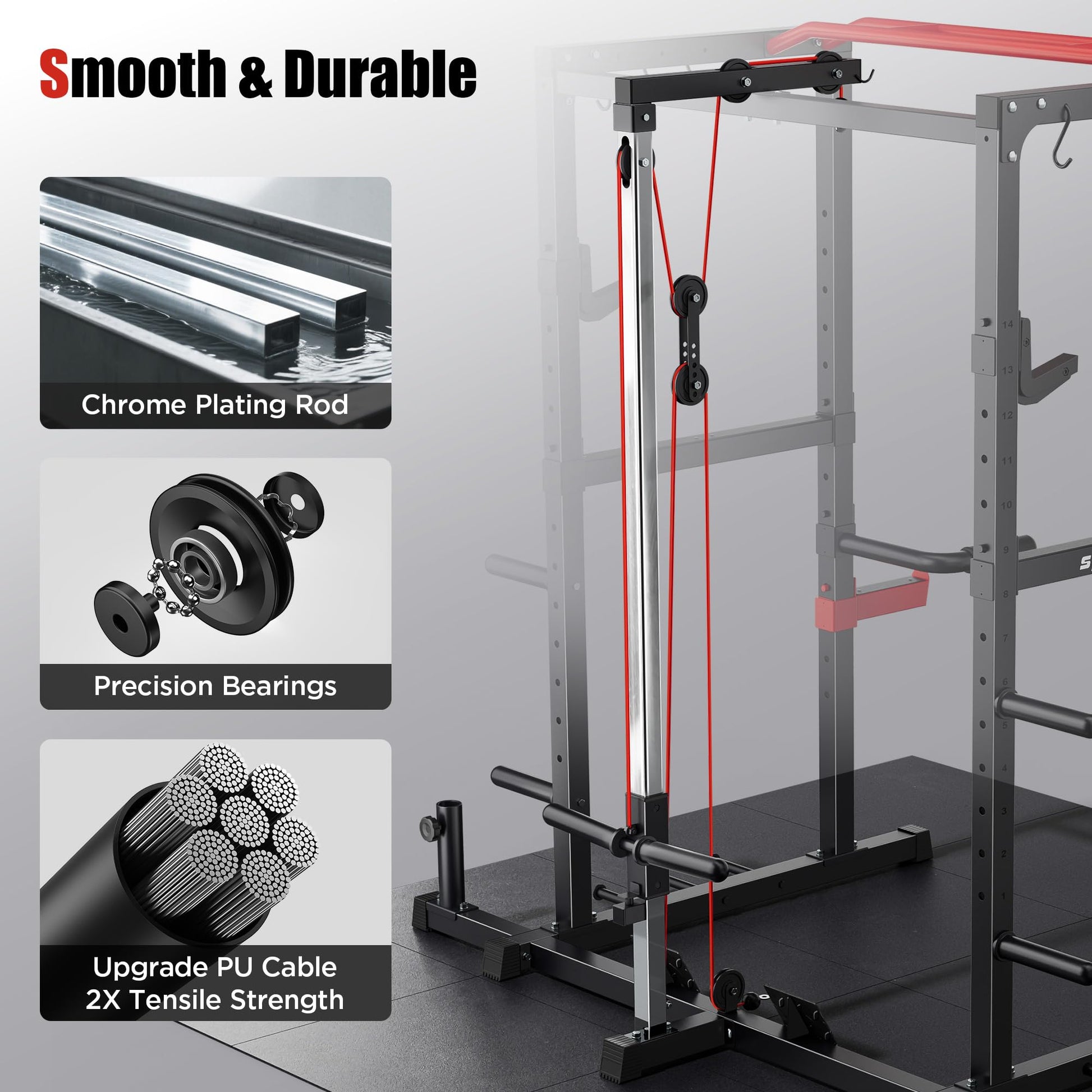 SPORTSROYALS Squat Rack, 1200 lb Power Cage with LAT Pulldown for Home Gym