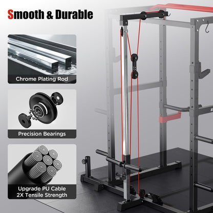 SPORTSROYALS Squat Rack, 1200 lb Power Cage with LAT Pulldown for Home Gym