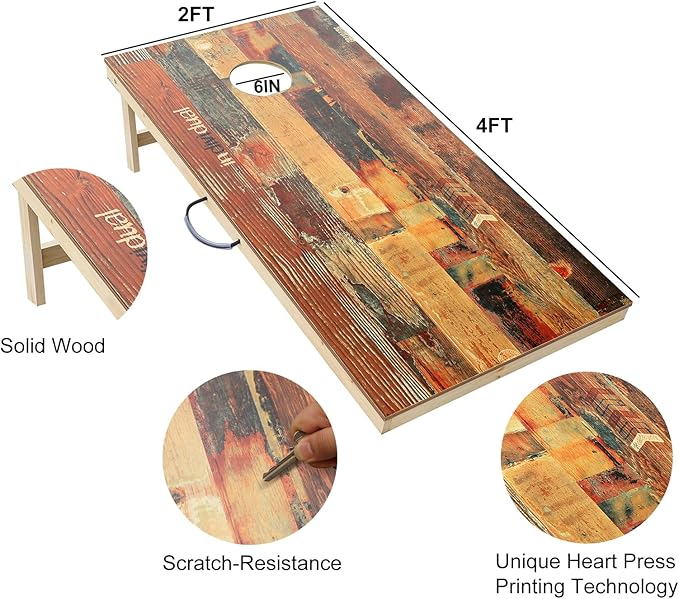 Solid Wood Premium Corn Hole Outdoor Game Set, 2 Regulation and Waterproof Cornhole Game Boards, with 8 Toss Bags, Perfect for Outdoor Indoor