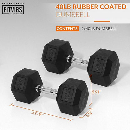 Hex Rubber Coated Dumbbells Hand Weights Pairs for Exercises and Fitness and Home Gym, Pairs