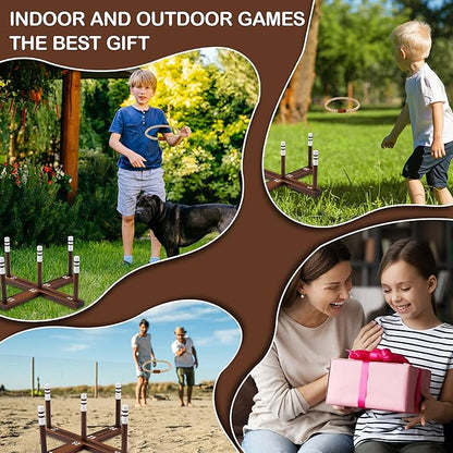 Ring Toss Game,Ring Toss Game for Adults and Kids, Indoor Outdoor Fun Holiday Lawn Yard Game for Family, Easy Set Up, Portable to Carry for Outside Kids Sport