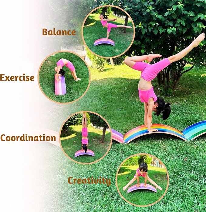 bee smart Wooden Balance Board- Wobble Board for Kids, Natural Toddler Balance Rocker | Ideal Tool for Exercise, Rehabilitation and Fun