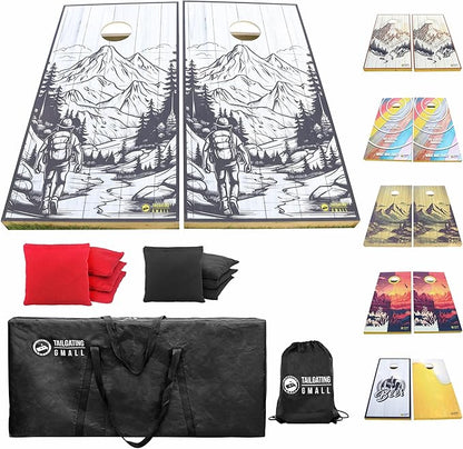 Cornhole Board Set 4FTx2FT Solid Wood Regulation Size Cornhole Set Includes 8 Cornhole Bags for Adults
