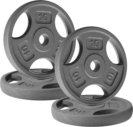 Yes4All Standard 1-Inch Grip Weight Plates, Cast Iron with Multiple Sizes from 2.5 lb to 35 lb for Strength Training, Weightlifting & Muscle Toning