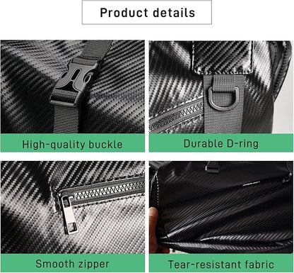 Small Sports Bag Waterproof Ultra-Light Gym Duffle for Men & Women Compact Mini Crossbody Bags, Perfect for Running, Travel & Fitness (black-woven pattern)