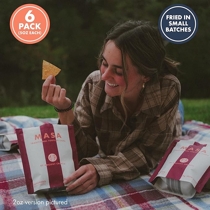 MASA Chips - Cobanero Tortilla Chips - Handmade Corn Tortillas - Spicy Chips & Snacks - Naturally Grown Yellow Corn, Made with Grass Fed Tallow, Sea Salt, Chili- 6 Pack 5 Ounce Each