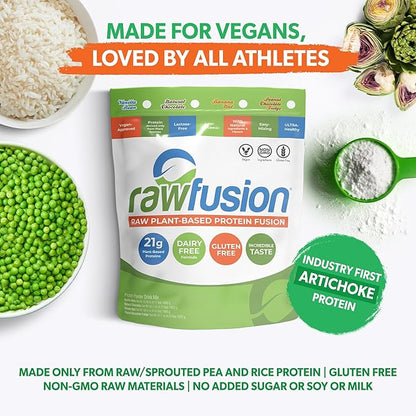 Rawfusion- Vegan Protein Powder, Vanilla Bean - 60 Servings 21g of Plant Based Protein, Low Net Carbs, Non-Dairy, Gluten/ Lactose Free, Soy Free, Kosher, Non-GMO, 4lbs Pound