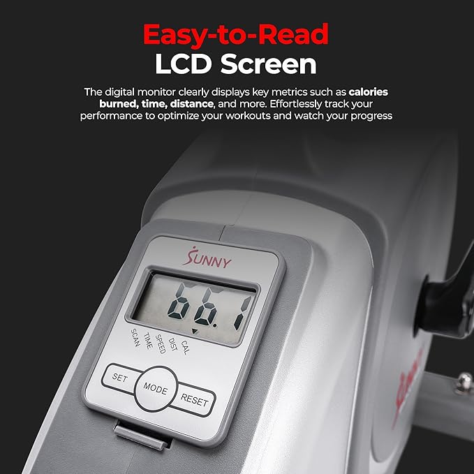 Sunny Health & Fitness Dual Function Under-Desk Bike Trainer, Mini Exercise Machine for Senior Training, Arm/Leg Cardio Cycle Workout, Optional Magnetic, Motorized w/Free SunnyFit App Connection