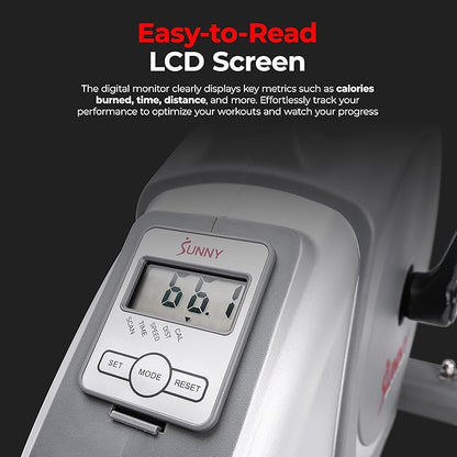 Sunny Health & Fitness Dual Function Under-Desk Bike Trainer, Mini Exercise Machine for Senior Training, Arm/Leg Cardio Cycle Workout, Optional Magnetic, Motorized w/Free SunnyFit App Connection