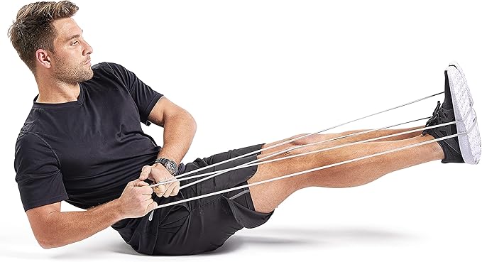 Sunny Health & Fitness Versatile Resistance Bands (Single or Combo Set) for Strength Training, Power Cage, Squat Rack, Home Gym, Body Stretching, Physical Therapy – 100, 140, 160, 180 & 10-75 LB Combo