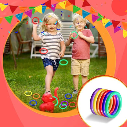Civaner 72 Pcs Ring Toss Rings Game Plastic Carnival Ring Toss for Speed Agility Practice, Fun Target Toys Carnival Halloween Party Favors Throw Bottle Sports Yard Family Game