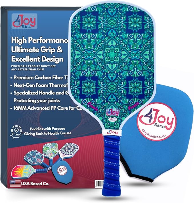 4Joy Pickleball Paddle Premio Series - Thermoformed Premium T700 Carbon Fiber Pickleball Paddless - Professional Pickleball Rackets for Women & Men - 16mm Honeycomb Core - USAP Approved