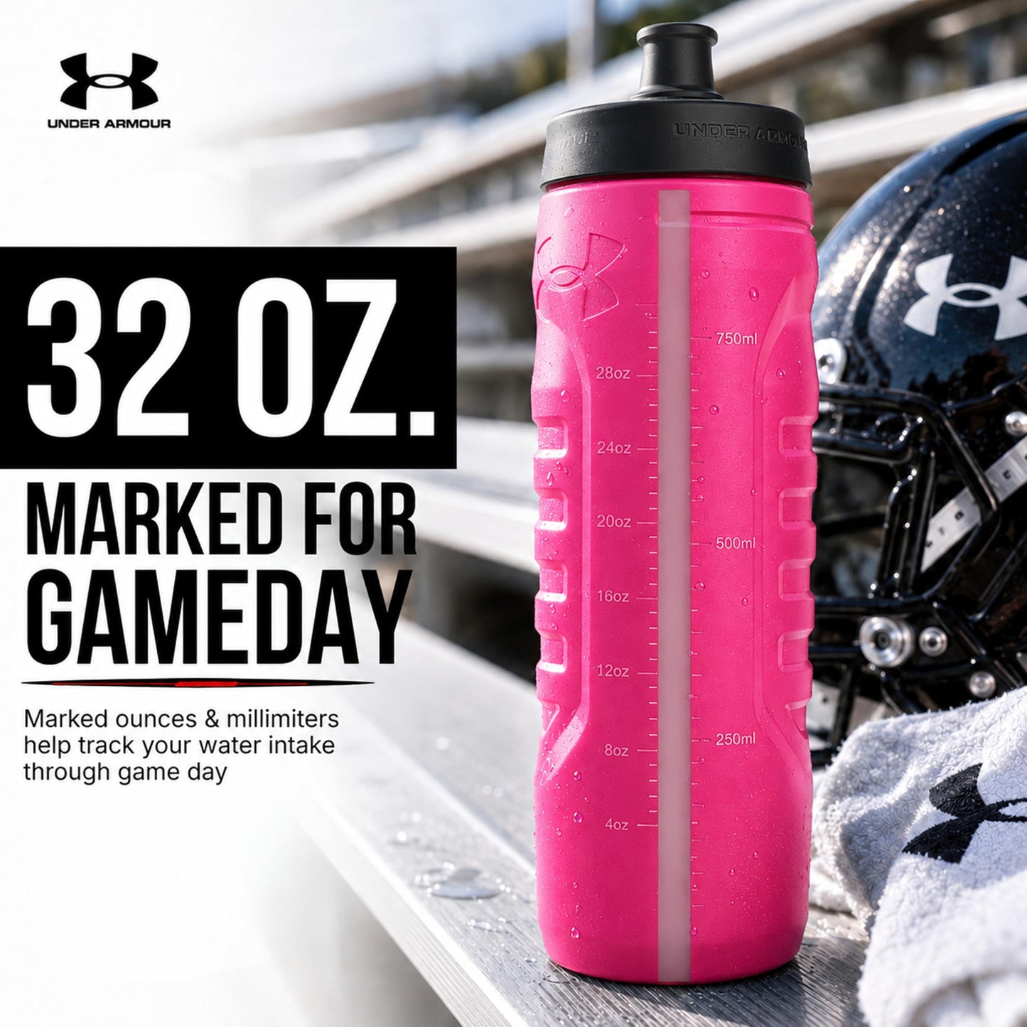 Under Armour 32oz Sideline Squeeze Bottle Hot Pink