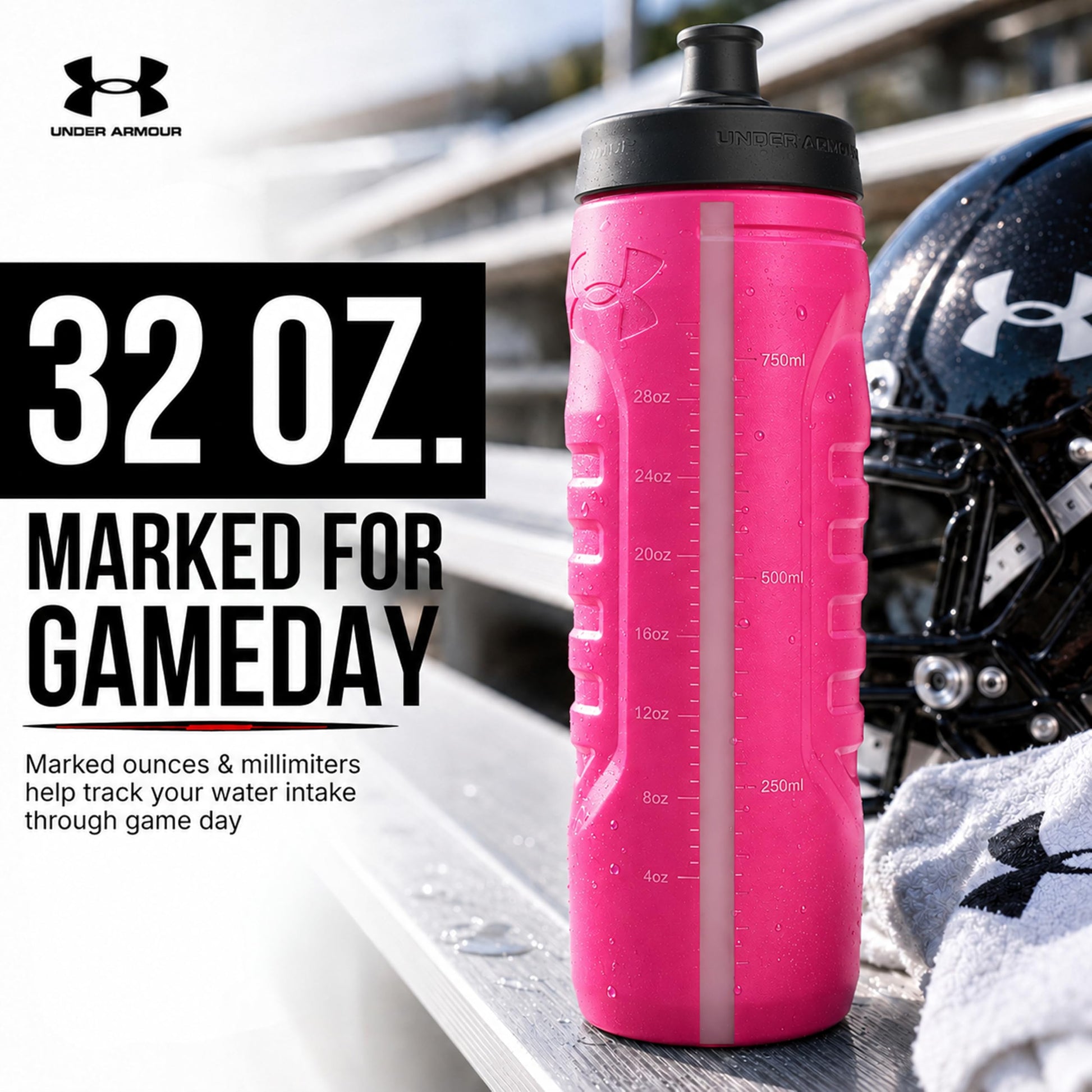 Under Armour 32oz Sideline Squeeze Bottle Hot Pink