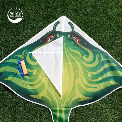 Mint's Colorful Life Devil Fish Kite for Kids and Adults，Easy to Fly Delta Kites Single Line Large, 300ft Kite String Handle Include