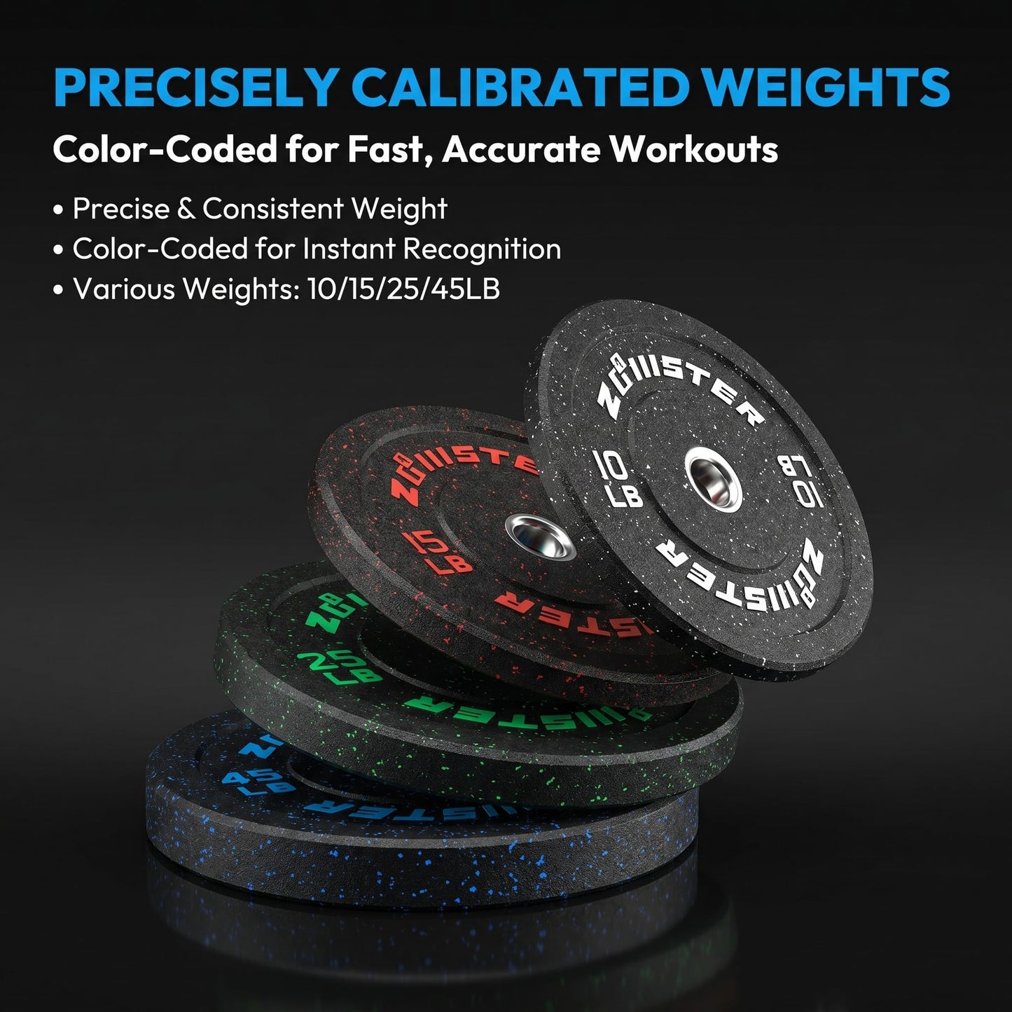 Zoomster Bumper Plate Olympic Weight High Bounce with Steel Insert Strength Training Lifting (190LB