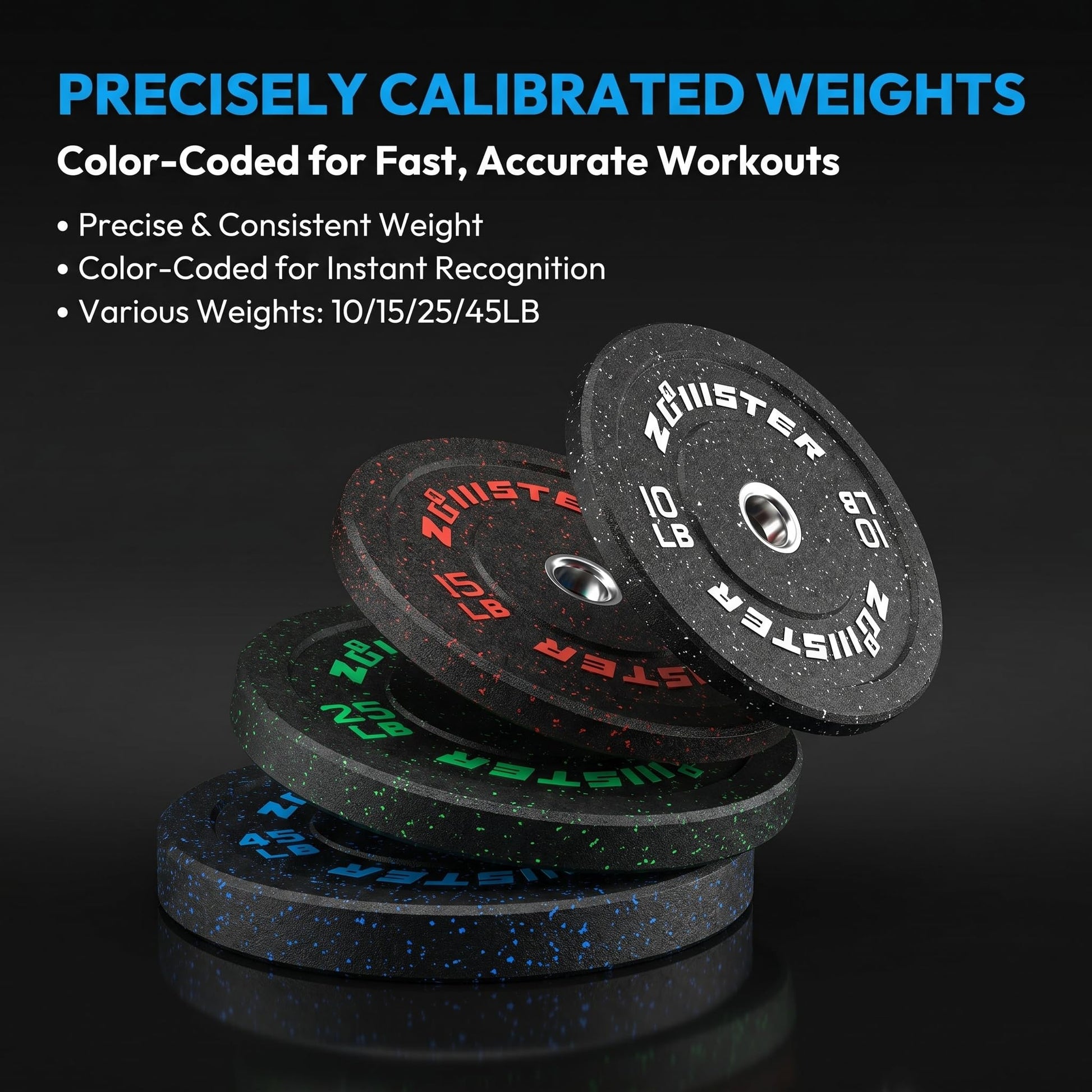 Zoomster Bumper Plate Olympic Weight High Bounce with Steel Insert Strength Training Lifting (190LB