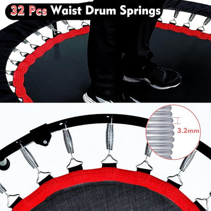 450 LBS Foldable Mini Trampoline for Adults & Kids 40" Rebounder Trampoline with Adjustable Foam Bar for Indoor Workout Fitness