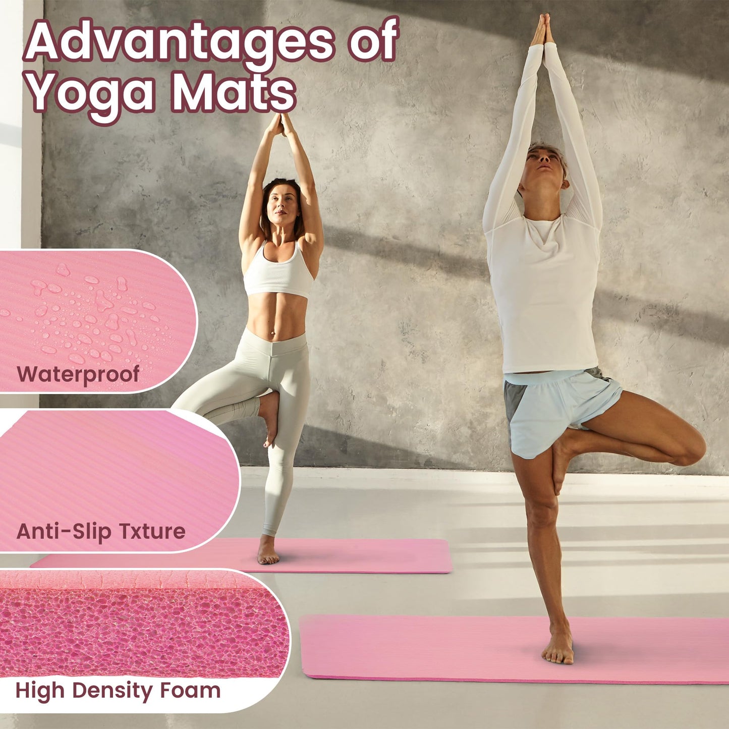 Fitvids 1/2-inch Thick High Density Exercise Yoga Mat with Carrying Strap