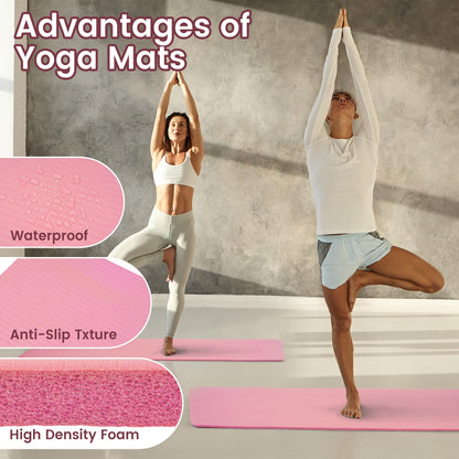 Fitvids 1/2-inch Thick High Density Exercise Yoga Mat with Carrying Strap