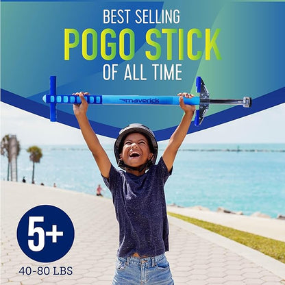 Flybar Maverick Pogo Stick for Kids Ages 5+, 40 to 80 Pounds, Perfect for Beginners, Easy Grip Handles, Anti-Slip Pegs, Outdoor Jumper Toys for Boys & Girls, Outside Toys for Kids