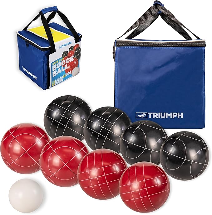 Triumph Sports Competition 100mm Resin Bocce Ball Outdoor Game Set with Carrying Bag for Easy Storage,Multi,One Size,35-7103-3