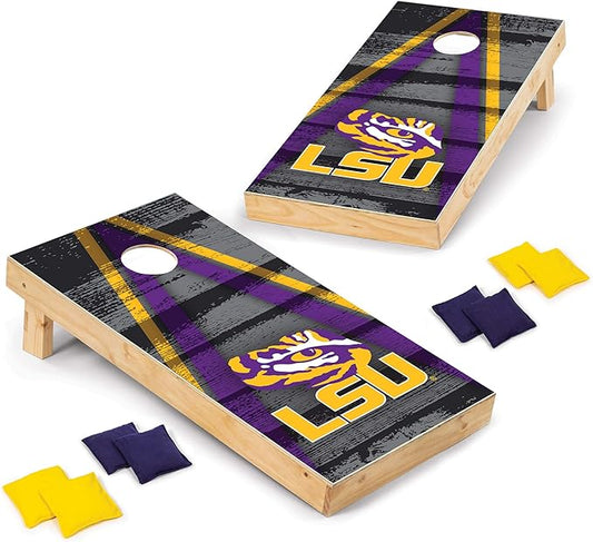 Wild Sports NCAA College 2' x 4' Wood Direct Print Tournament Cornhole Set, 8 Bean Bags, Vintage