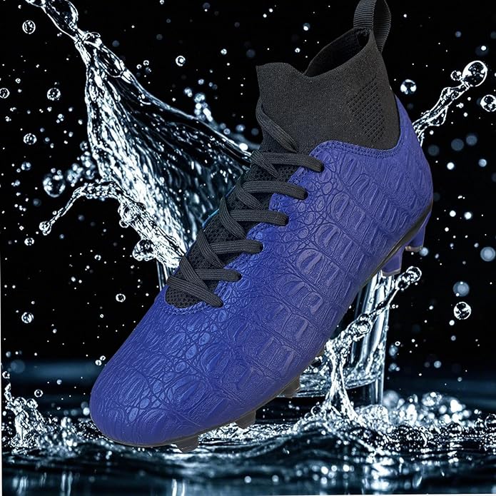 Soccer Cleats High-Top Outdoor Non-Slip Football Shoes Protection Lightweight for Firm Ground Training Breathable Fit (Size 6-13)