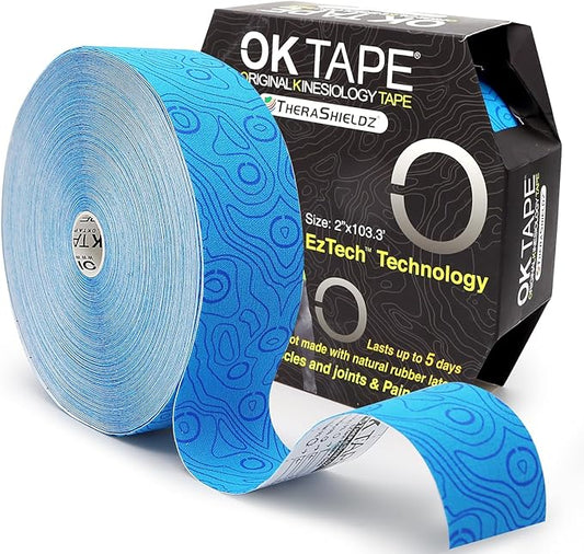 OK TAPE Kinesiology Tape Bulk 103Feet, Pro Adhesive, Water-Resistant k Tape, Elastic Athletic Tape