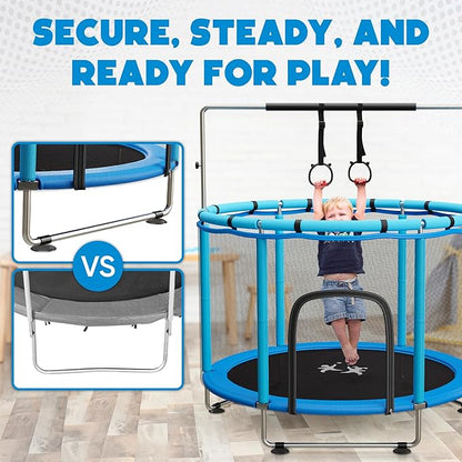 Toddler Trampoline for Kids Ages 3-8 - 5 ft Toddler Trampoline with Net, Basketball Hoop, Ocean Balls, Boxing Bag, Hammock - Indoor and Outdoor for Kids, Backyard