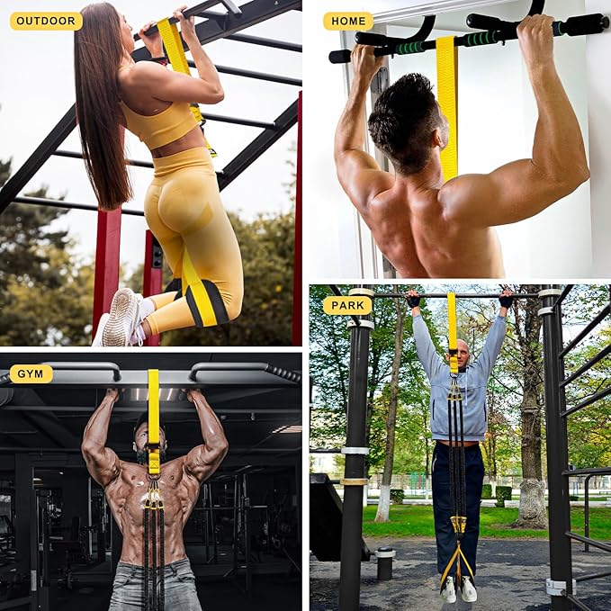 HPYGN Pull Up Assistance Bands, Heavy Duty Resistance Band for Pull Up Bar, Adjustable Weight/Size with Fabric Feet/Knee Rest, Bands for Pull Up Assist for Strength Training, Pull Up Assist Band