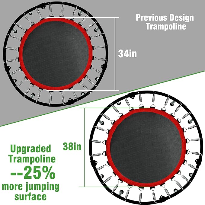 450 LBS Foldable Mini Trampoline for Adults & Kids 40" Rebounder Trampoline with Adjustable Foam Bar for Indoor Workout Fitness