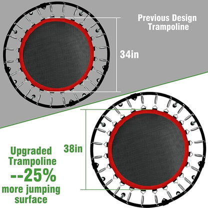 450 LBS Foldable Mini Trampoline for Adults & Kids 40" Rebounder Trampoline with Adjustable Foam Bar for Indoor Workout Fitness