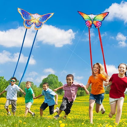 Butterfly Kites for Kids & Adults, Easy to Fly Design with Long Tail for Stability, for Kids Ages 4-8 & Beginners, Beach & Park Use | Family Outdoor Fun