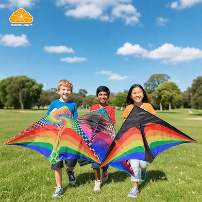 ORGCLDKT-Rainbow Cruiser Delta Kite, Kites for Kids Ages 8-12,4-8,Boys,Girls,Kites for Adults,Beach,Beginners,Giant.1Pc or 3Pcs Pack. Easy to Fly.