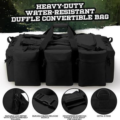 100L Large Military Duffle Bag Deployment Duffel Bag Sports Equipment Travel Luggage Bag with Detachable Backpack Straps…