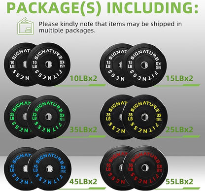 Olympic Bumper Plates Set, 2" Weight Plates for Strength Training & Weightlifting, Paris or Set or Set with Barbell, Multiple Options