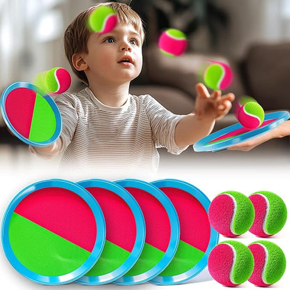 Toss and Catch Ball Game Set, Beach Outdoor Toys for Kids Boys with Paddle, Balls and Storage Bag, Yard Backyard Outside Indoor Toys Games Gifts for Kids Boys Girls Ages 3 4 5 6 7 8 9 10