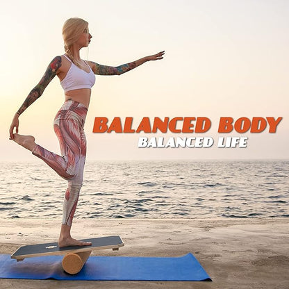 Multi-Optional Wooden Balance Board for all kind of balance tranning, Extra-Large Anti-Slip Wobble, Rocker and Plank Board for Balance and Core Training, Balancing Board for Under Desk