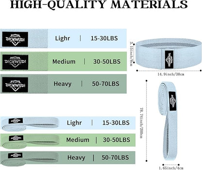 Fabric Resistance Bands for Working Out, 6Pack Non-Slip Exercise Bands for Women and Men, Fabric Booty Bands for Home, Fitness, Pilates, Stretching