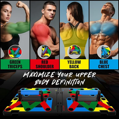 Solid Push Up Board 15 in 1 Home Workout Equipment Multi-Functional Pushup Stands System Fitness Floor Chest Muscle Exercise Professional Equipment Burn Fat Strength Training Arm Men & Women Weights